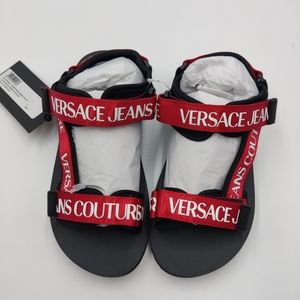 Mens Versace Jeans Couture Beach Strappy Sport Sandals Black/Red Size 6 7 8